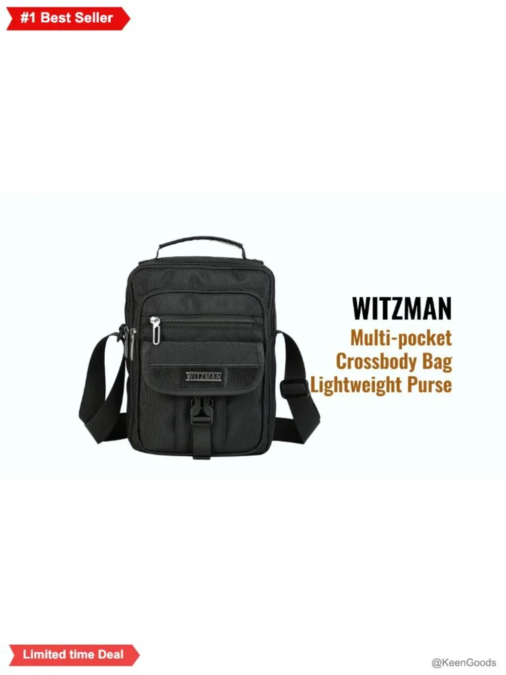 WITZMAN Nylon Crossbody Messenger Bag Small Travel Multi-Pocket
